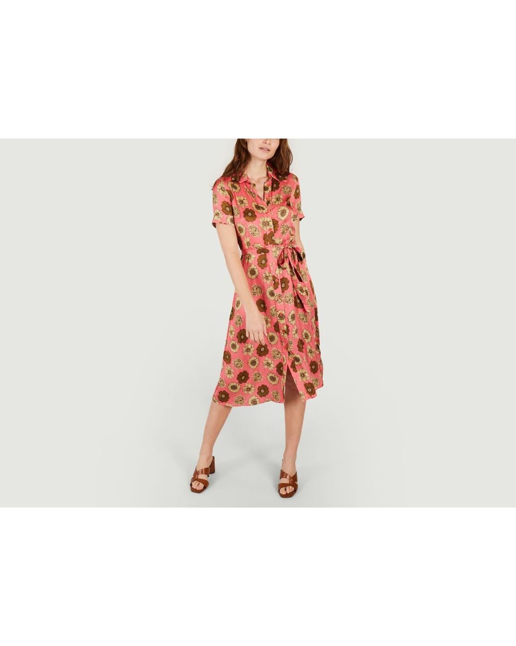 Robe chemise à manches courtes à imprimé floral rétro Tara Jarmon en  coloris Rouge | Lyst