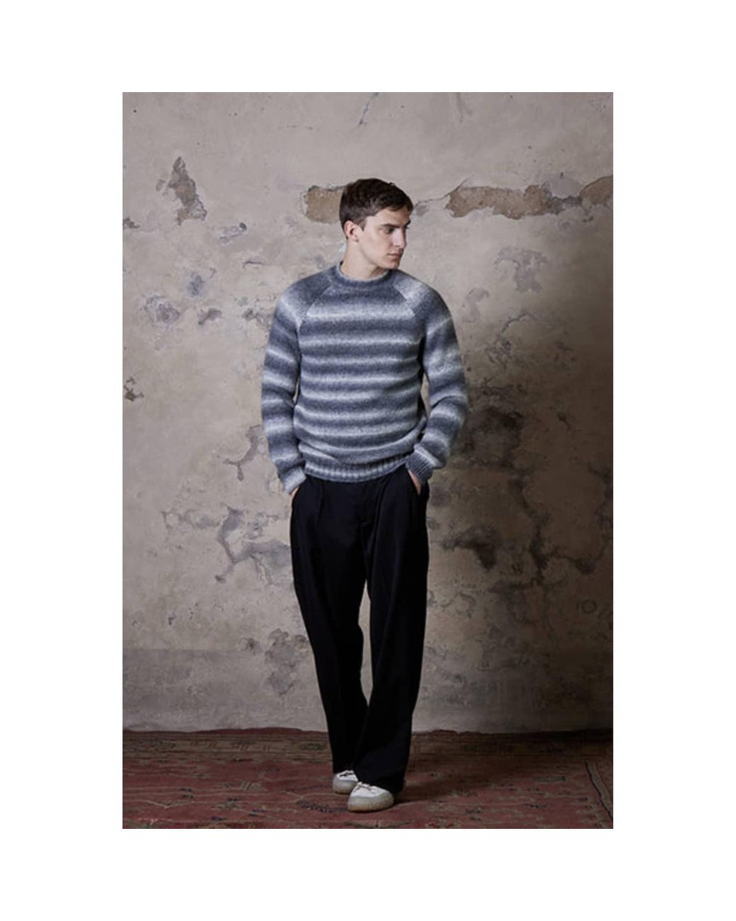 Daniele Fiesoli Alpaca Stripe Fade Sweatshirt Grey white in Gray