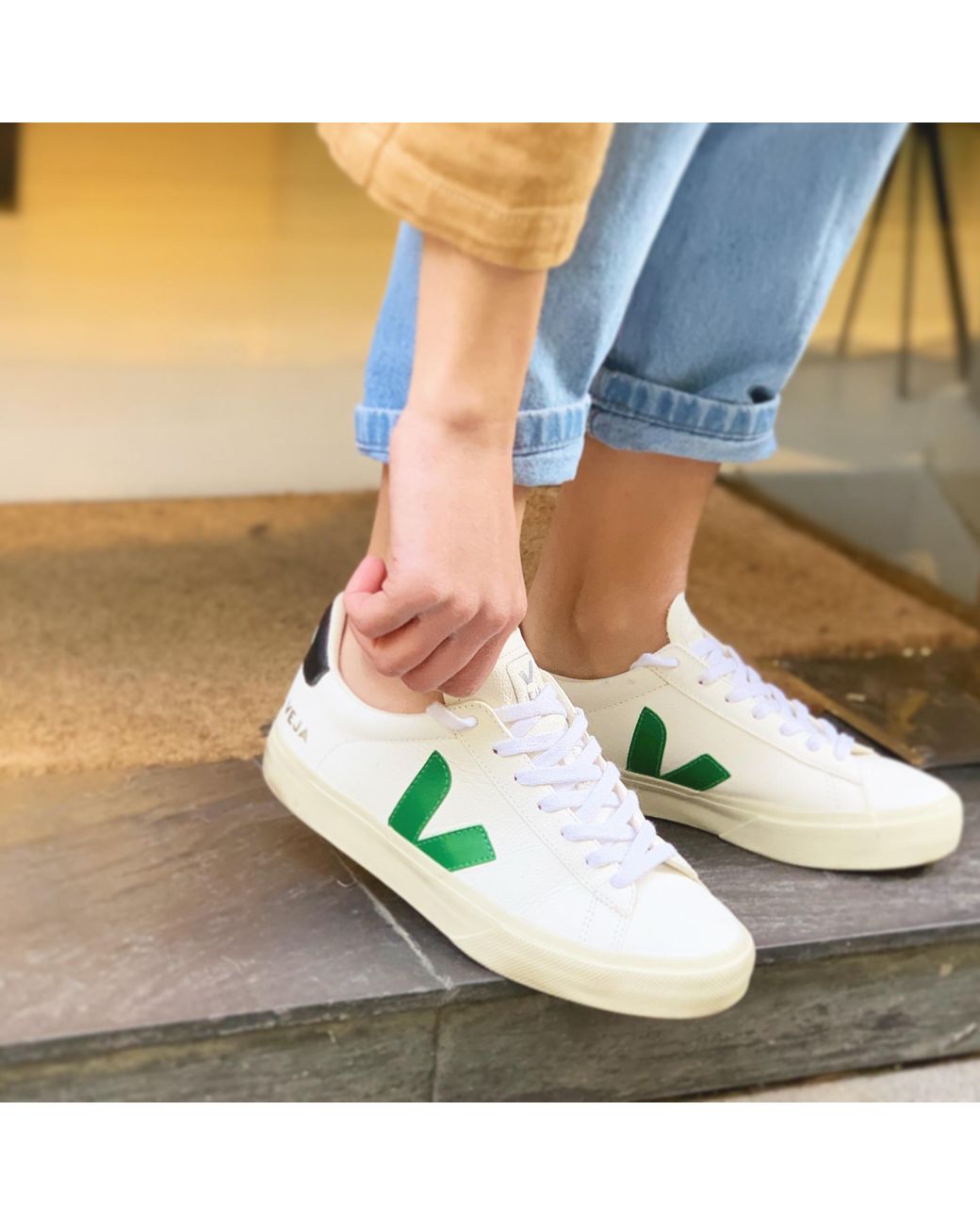 Veja Campo Extra White Emeraude Black Sneakers | Lyst