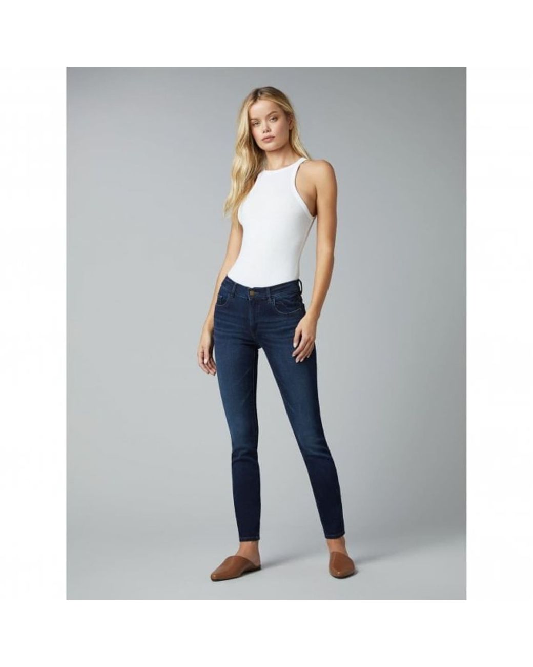 DL1961 Florence Mid Rise Instasculpt Ankle Skinny Jeans In Warner in Blue |  Lyst