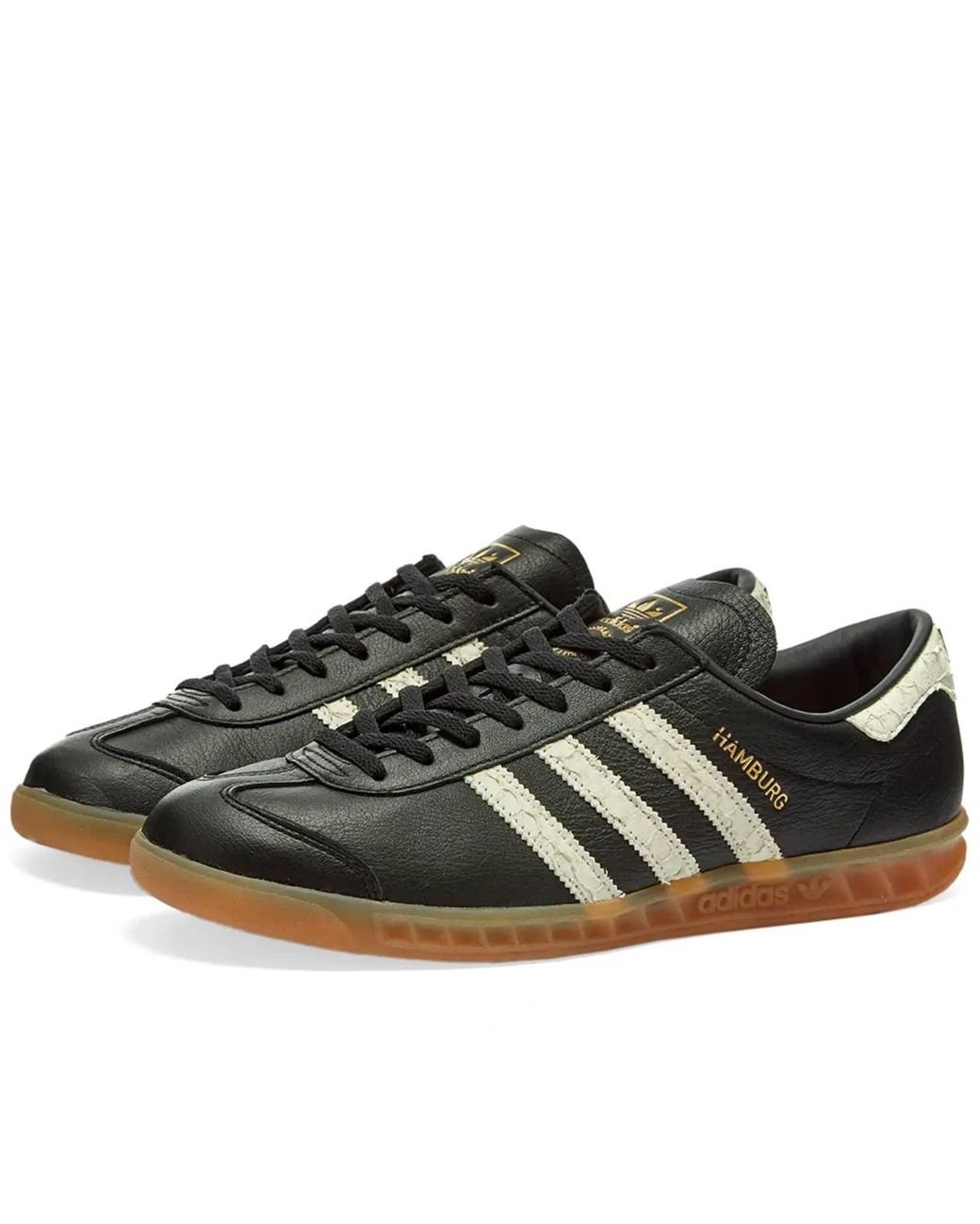 adidas Leather Hamburg Trainers in Black for Men - Save 64% - Lyst