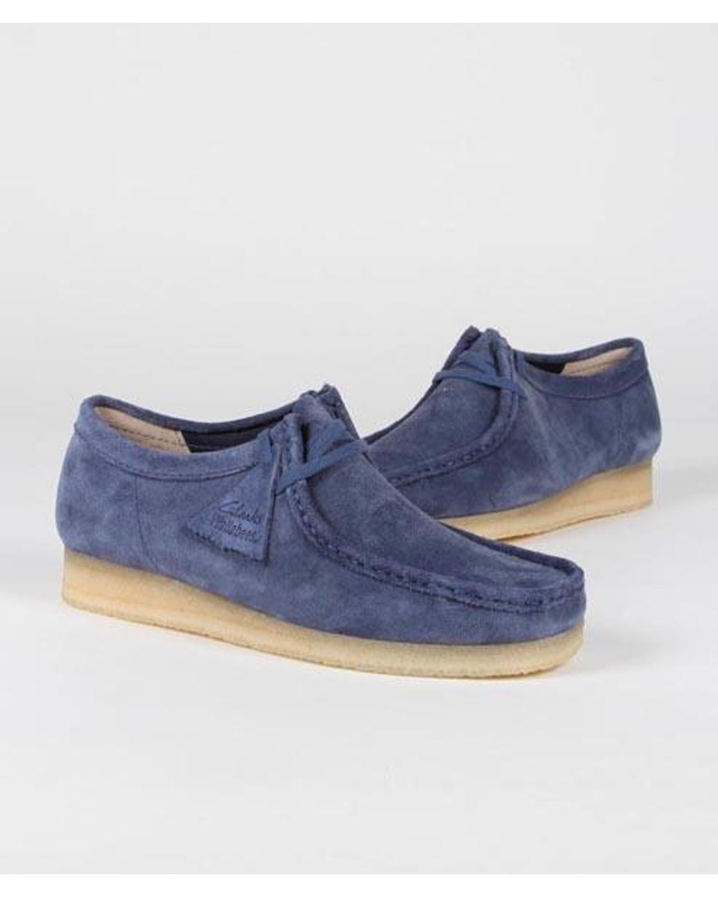 Clarks Blue Suede Wallabee Shoes for Men | Lyst