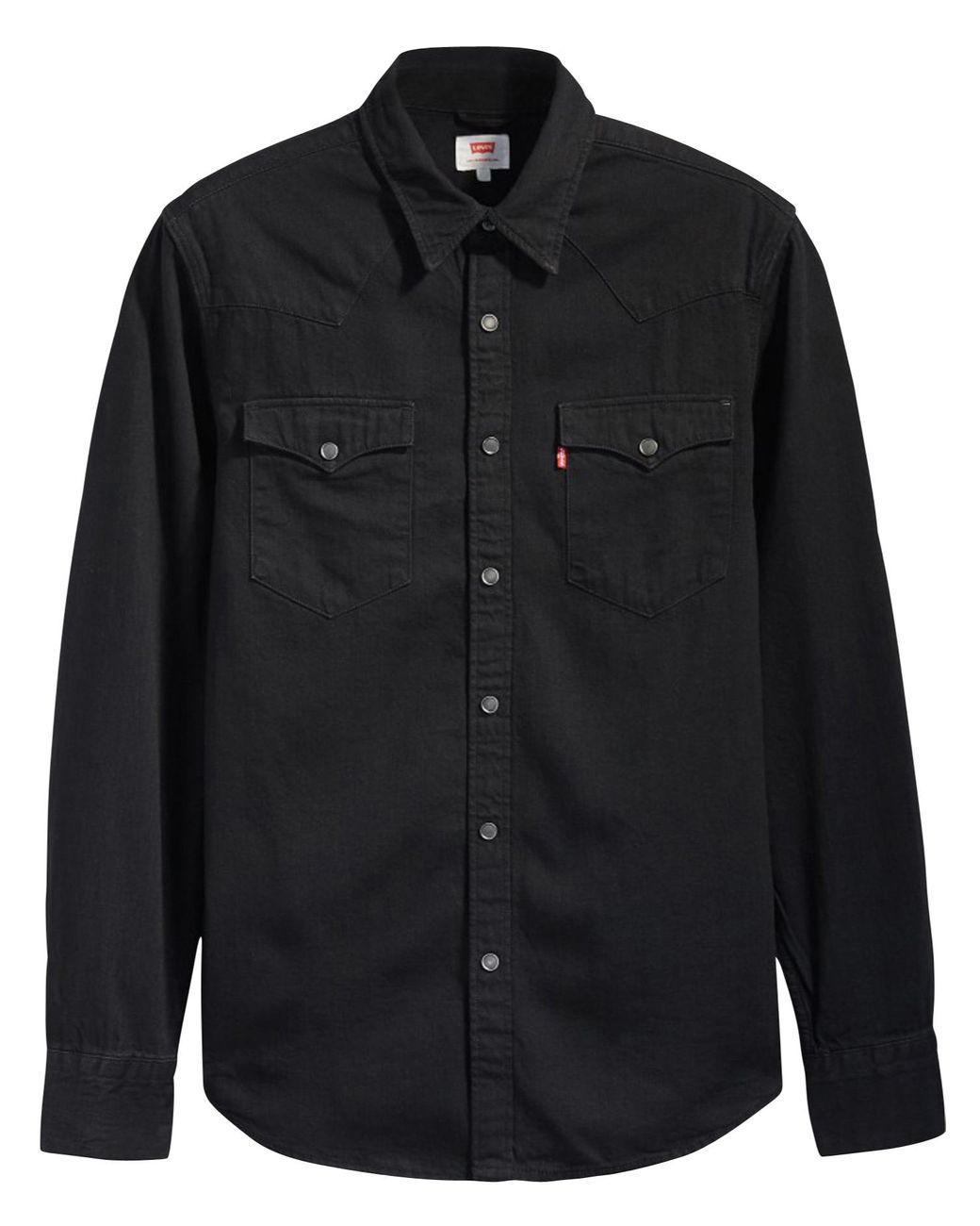 Levi's Cotton Barstow Western Standard Marble Black Denim Rinse Shirt ...