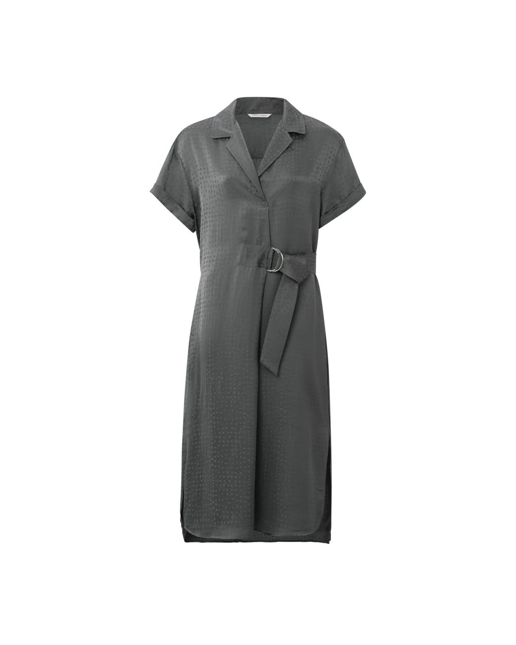Yaya Magnet Grey Dress With V Neckline And Polka Dot Pattern in Gray | Lyst