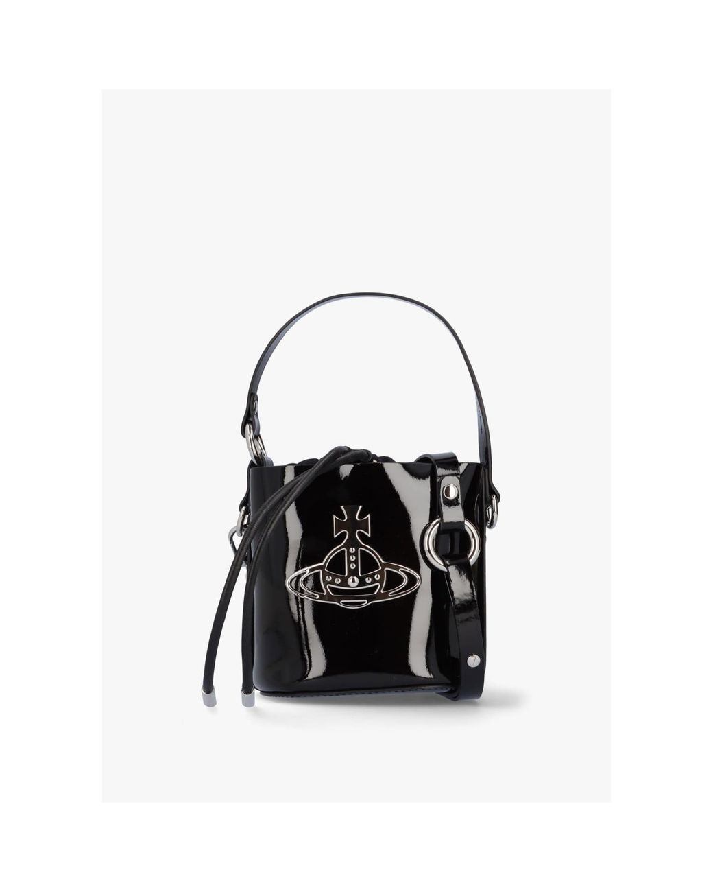 Black Quilted Leather Small Drawstring Bucket Bag