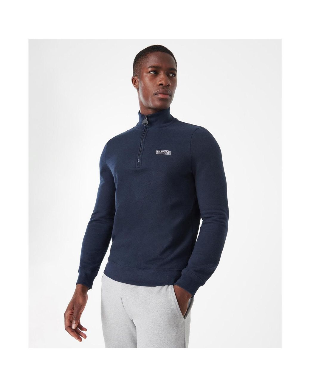 Barbour essential lambswool hot sale half zip jumper navy