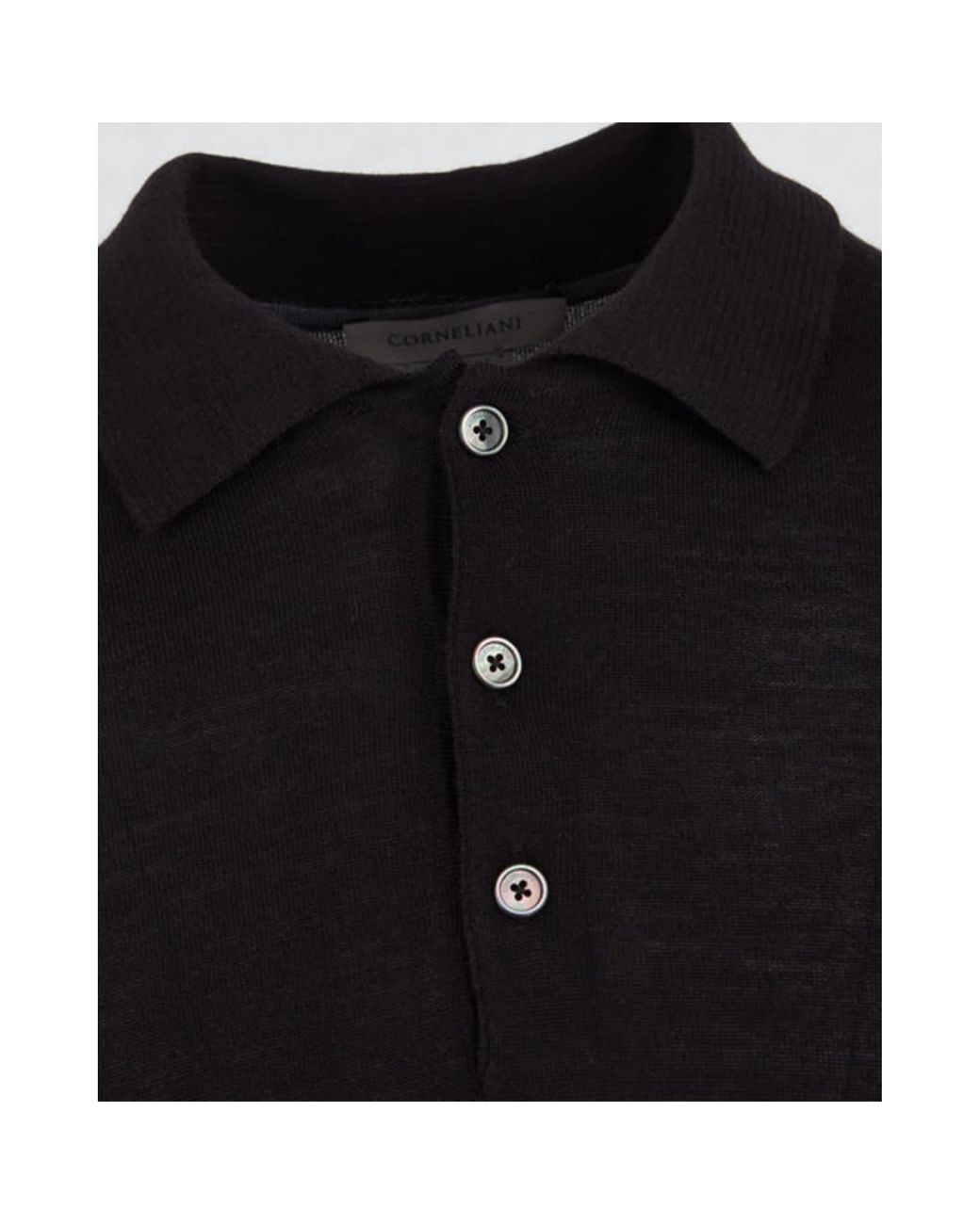 Corneliani Extra Fine Long Sleeve Merino Wool Polo in Black for Men | Lyst