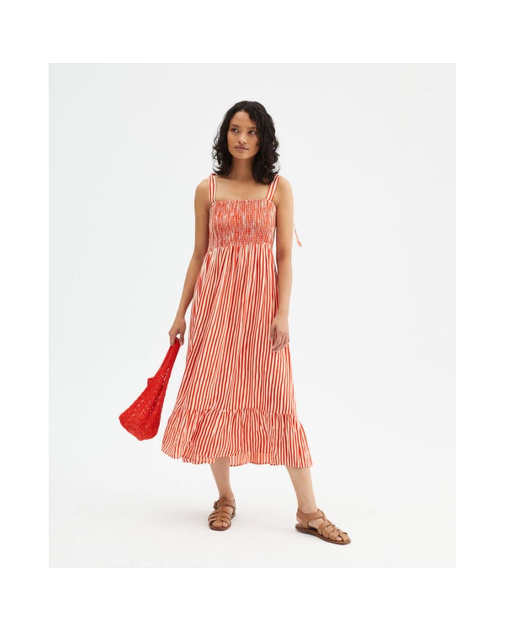 Compañía Fantástica Lavagna Stripe Red Dress in Pink | Lyst