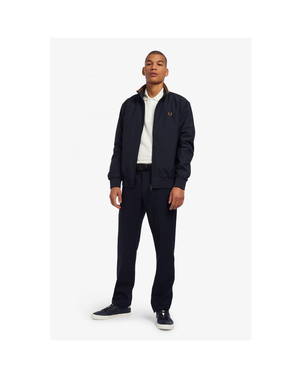 Fred Perry Brentham Jacket Dark Navy in Blue for Men | Lyst