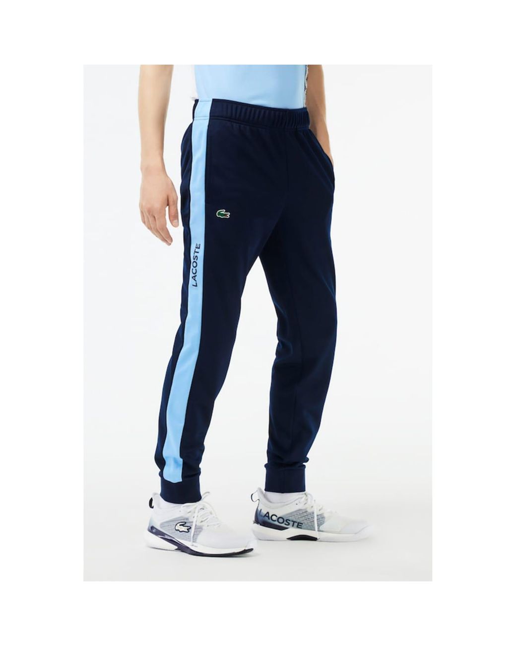 Buyr.com | Track Pants | Lacoste Men's Heritage Thin Stripe Sweatpants,  TURQUIN BLUE/ANTHEMIS-FLOUR-PLUMAGE, XL