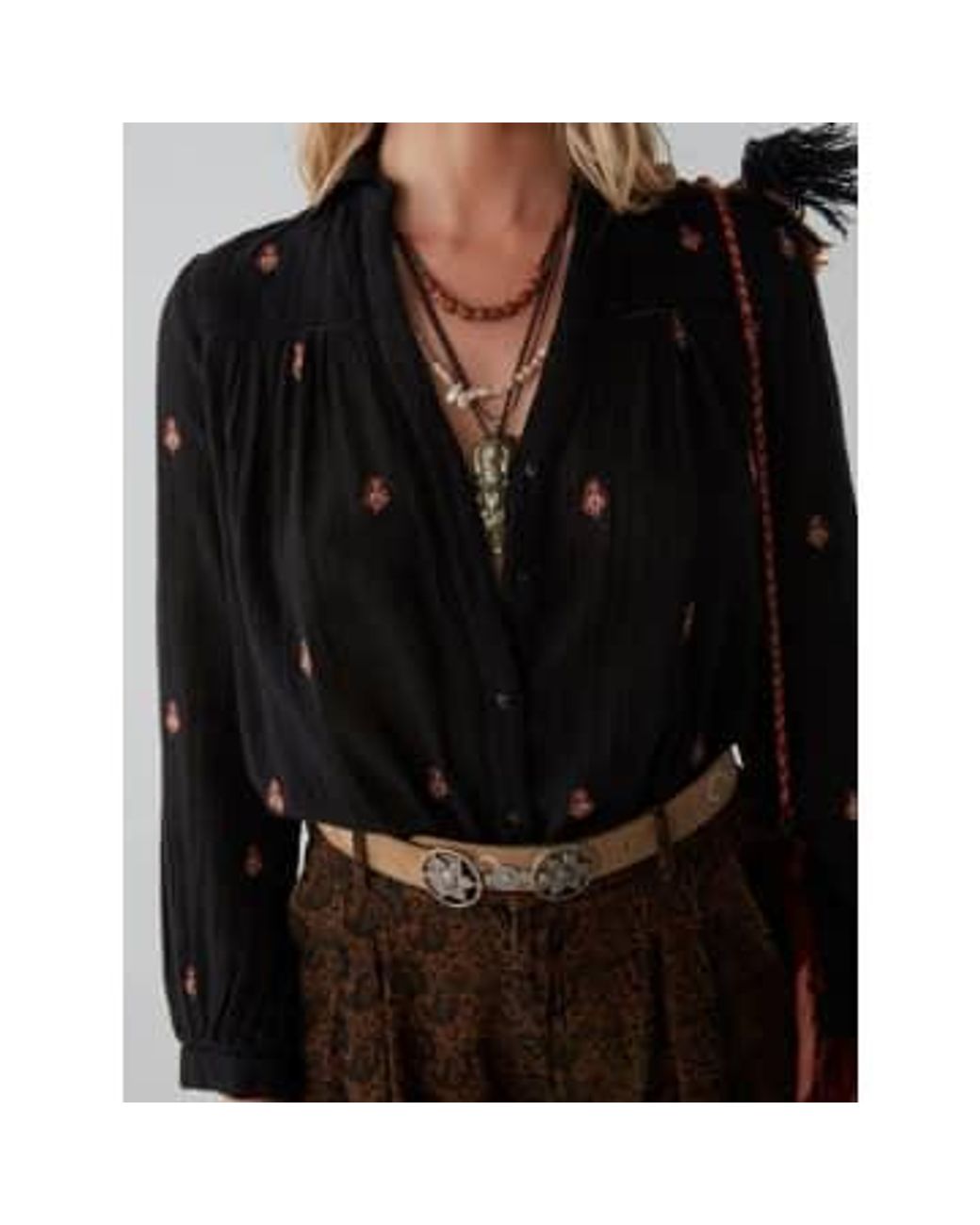 MAISON HOTEL Phoebe Blouse Petit Pois in Black Lyst UK
