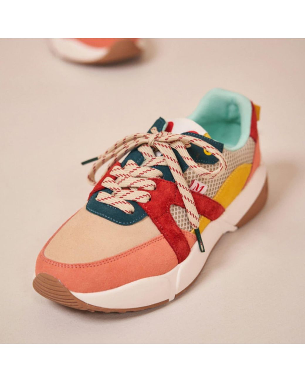 M. Moustache Coral, Beige, Carmine Suede, And Mesh Lison Running Shoes in  Pink | Lyst