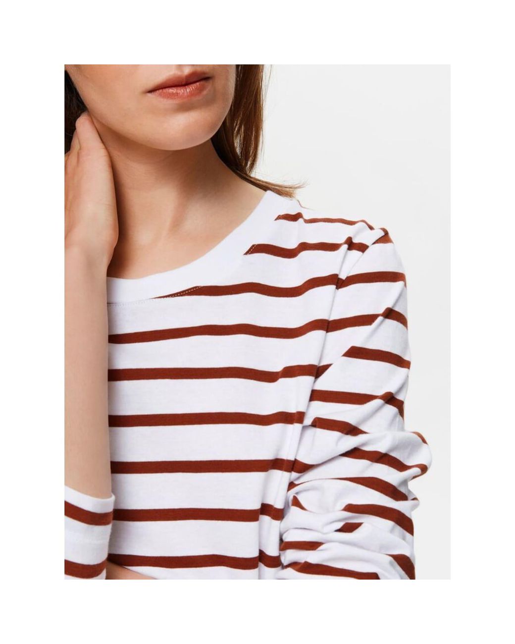 SELECTED Paprika Striped Long Sleeve T-shirt, Horizontal-stripes Pattern -  Lyst