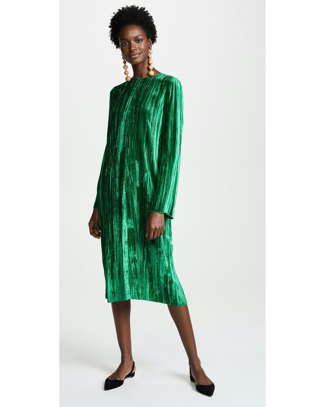 Pleated velour dress deals