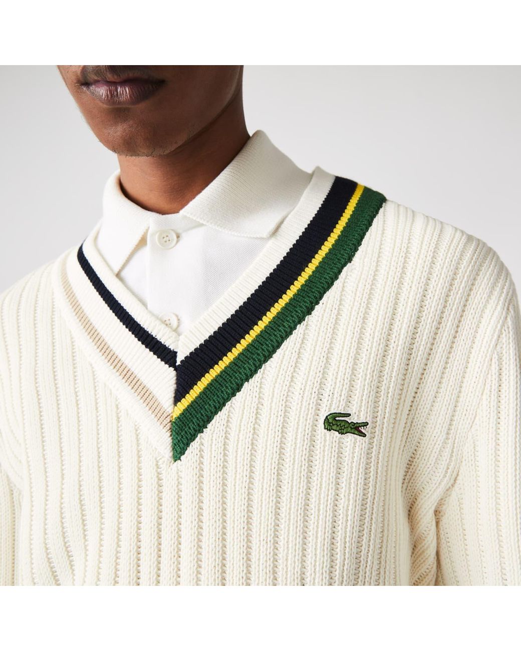 Lacoste Jersey New Classic In Corrugated Knitted With Colorful Details And Peak Neck Men | Lyst