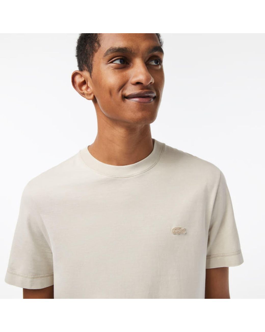 Lacoste Plain Organic Cotton T-shirt Beige in White for Men | Lyst