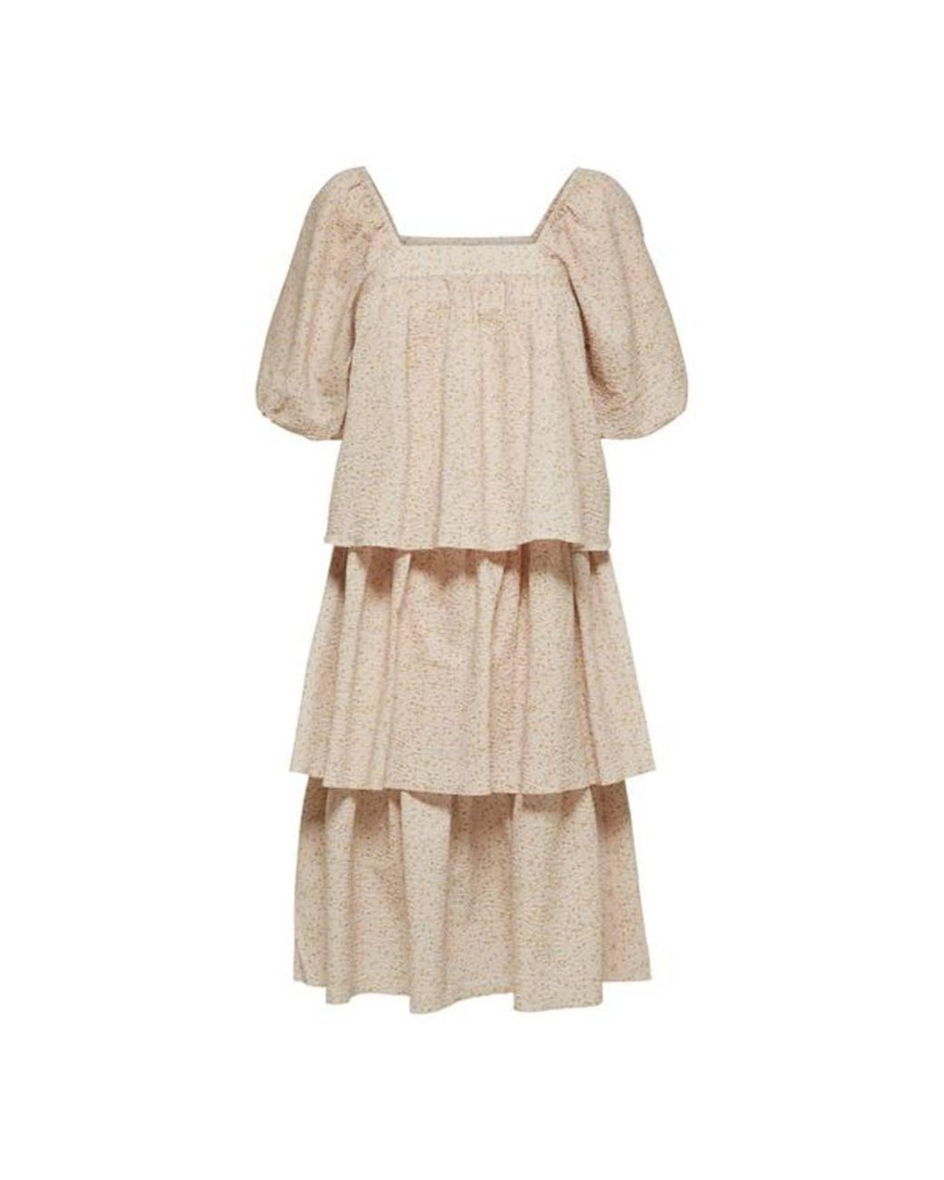 SELECTED Slfvix Cream Cotton Frill Dress in Natural - Lyst