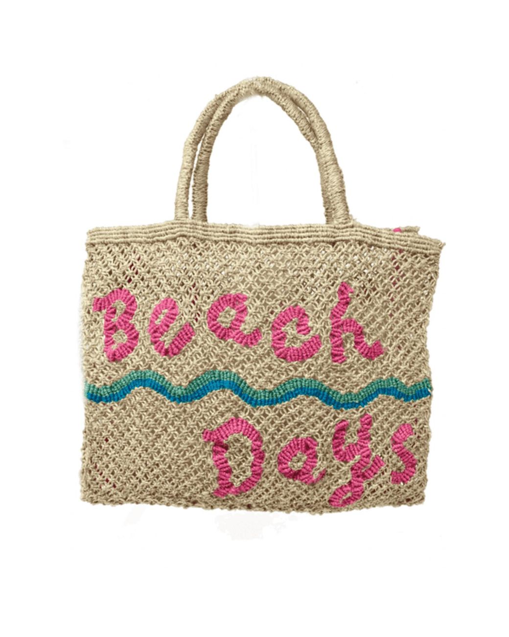 The Jacksons Natural Pink And Blue Beach Days Jute Bag | Lyst