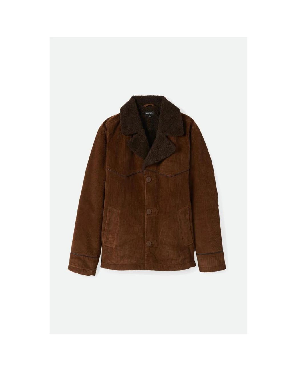 Brixton Bison Cord Lined Wallace Sherpa Corduroy Jacket in Brown