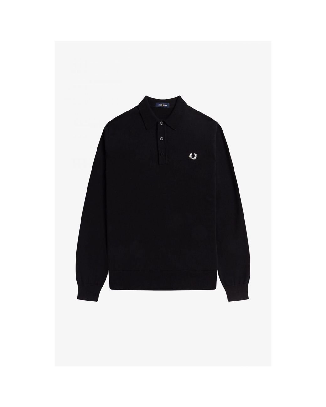 Fred Perry K4535 Classic Knitted Shirt Long Sleeve in Black for Men | Lyst
