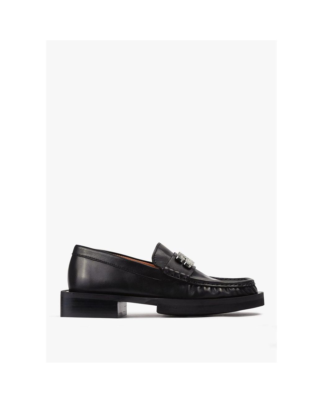 Ganni Rhinestone Logo Loafer Black Flats Lyst UK