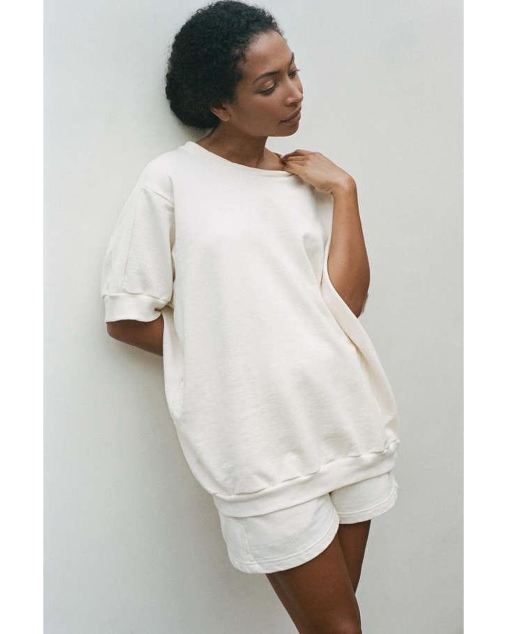THE COLLABORATIVE STORE Oversized Short Sleeve Sweatshirt in White Lyst UK