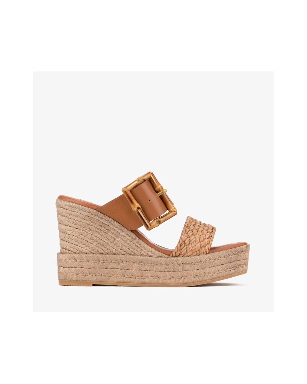 Kanna Cinnamon Bamboo And Buckle Strap Wedges Lujan Sandals in Brown | Lyst