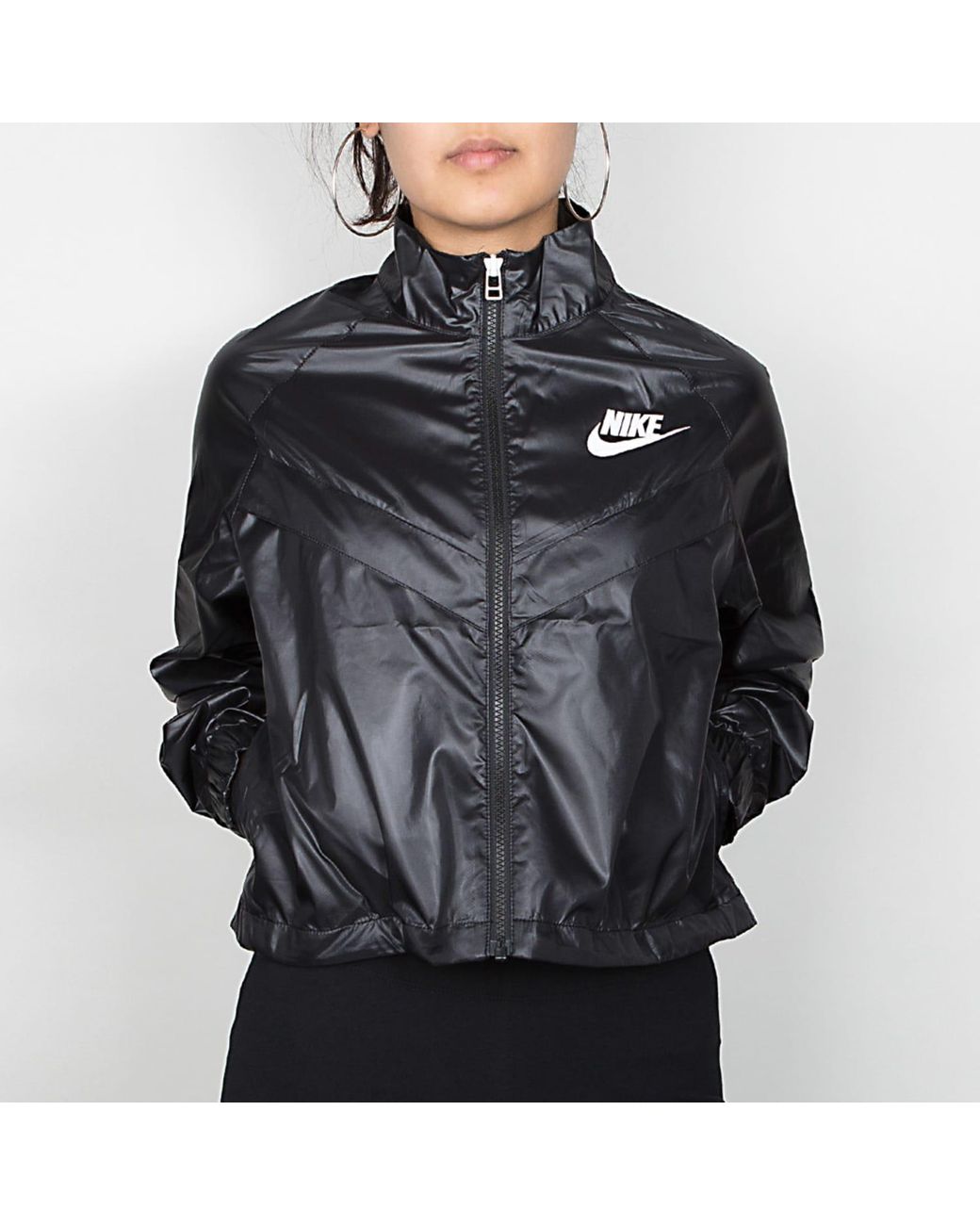 Nike Black Windbreaker Swoosh Jacket | Lyst