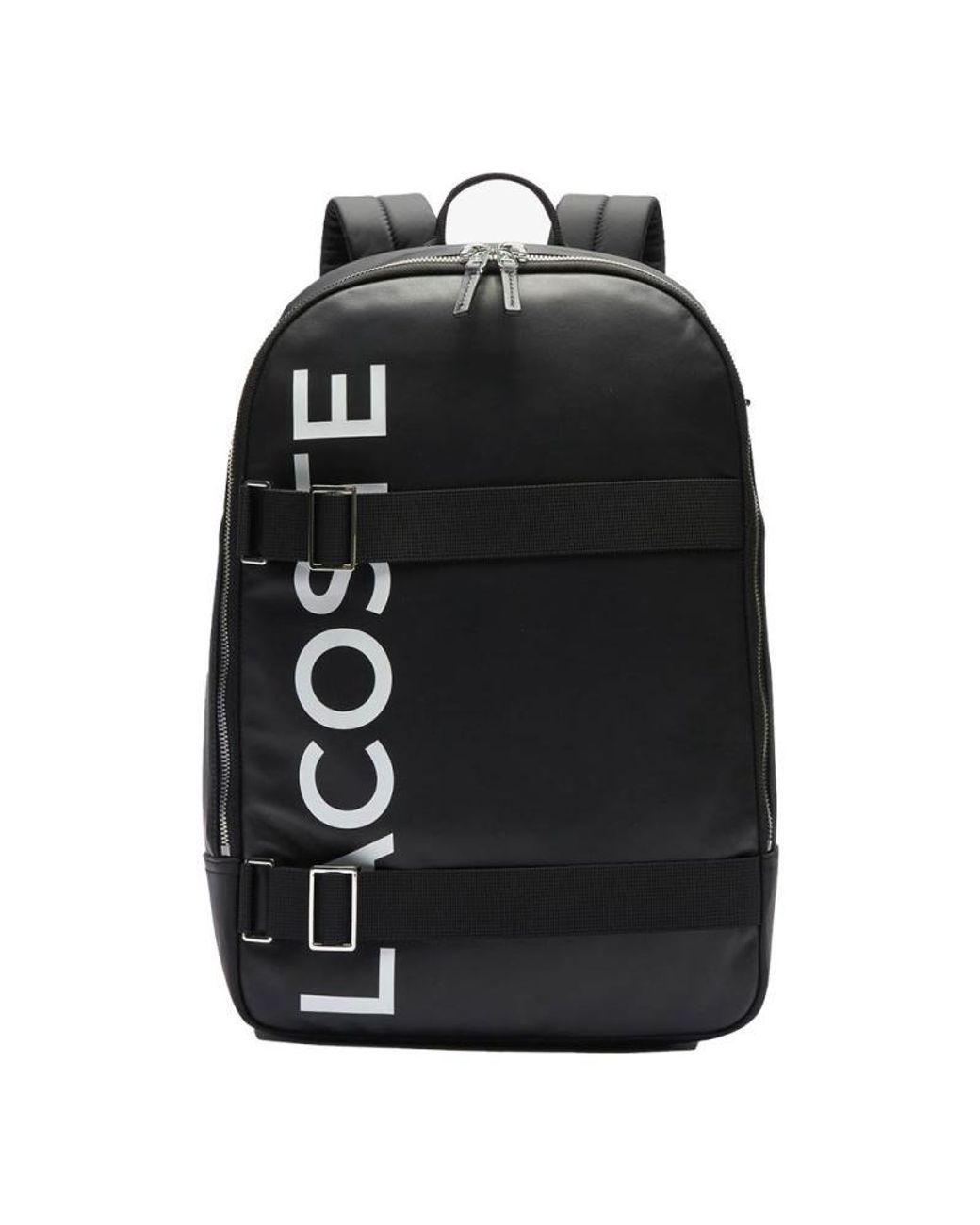 Lacoste Leather Black Backpack for Men - Lyst