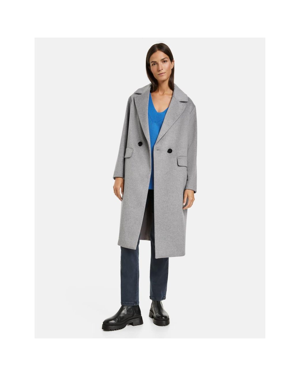 Gerry Weber Oversized Long Stone Coat in Blue | Lyst UK