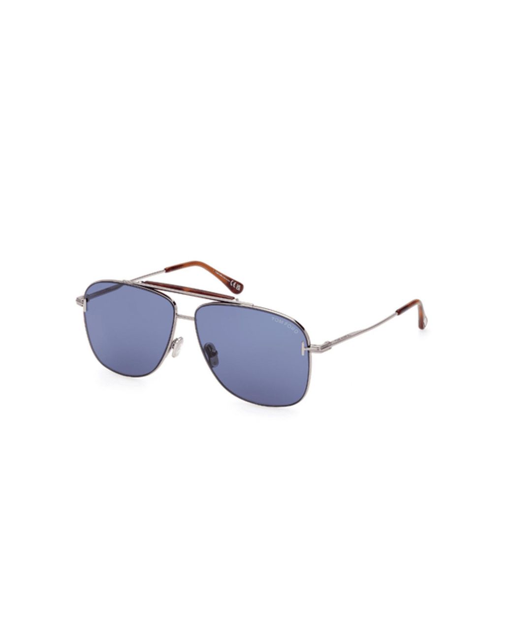 Tom Ford Silver & Blue Jaden Metal Aviator Sunglasses for Men | Lyst