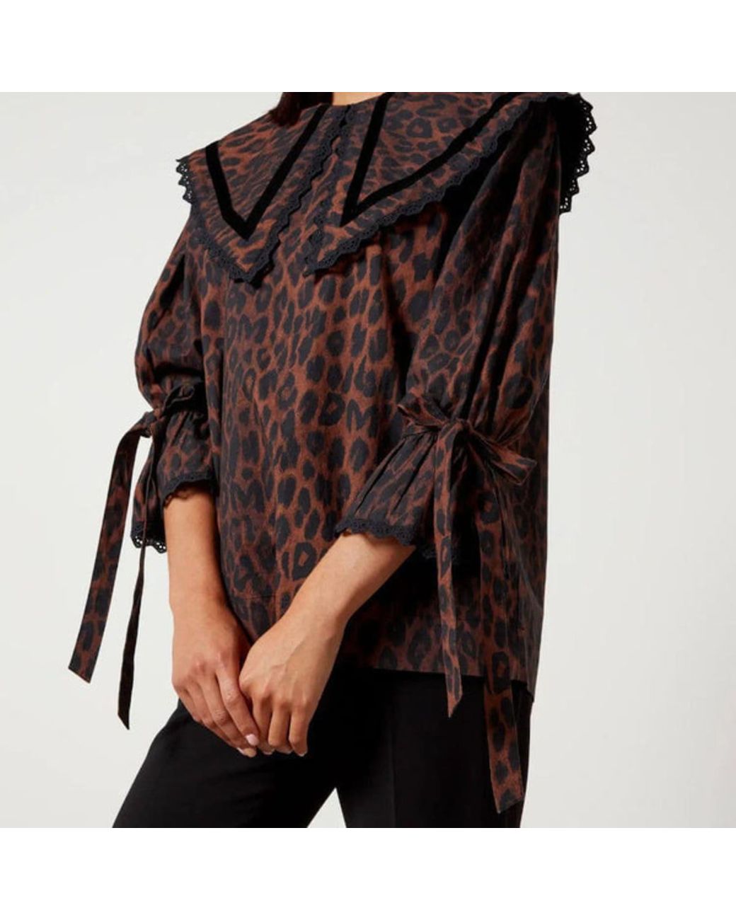 Damson Madder Leopard Candice Blouse in Brown | Lyst