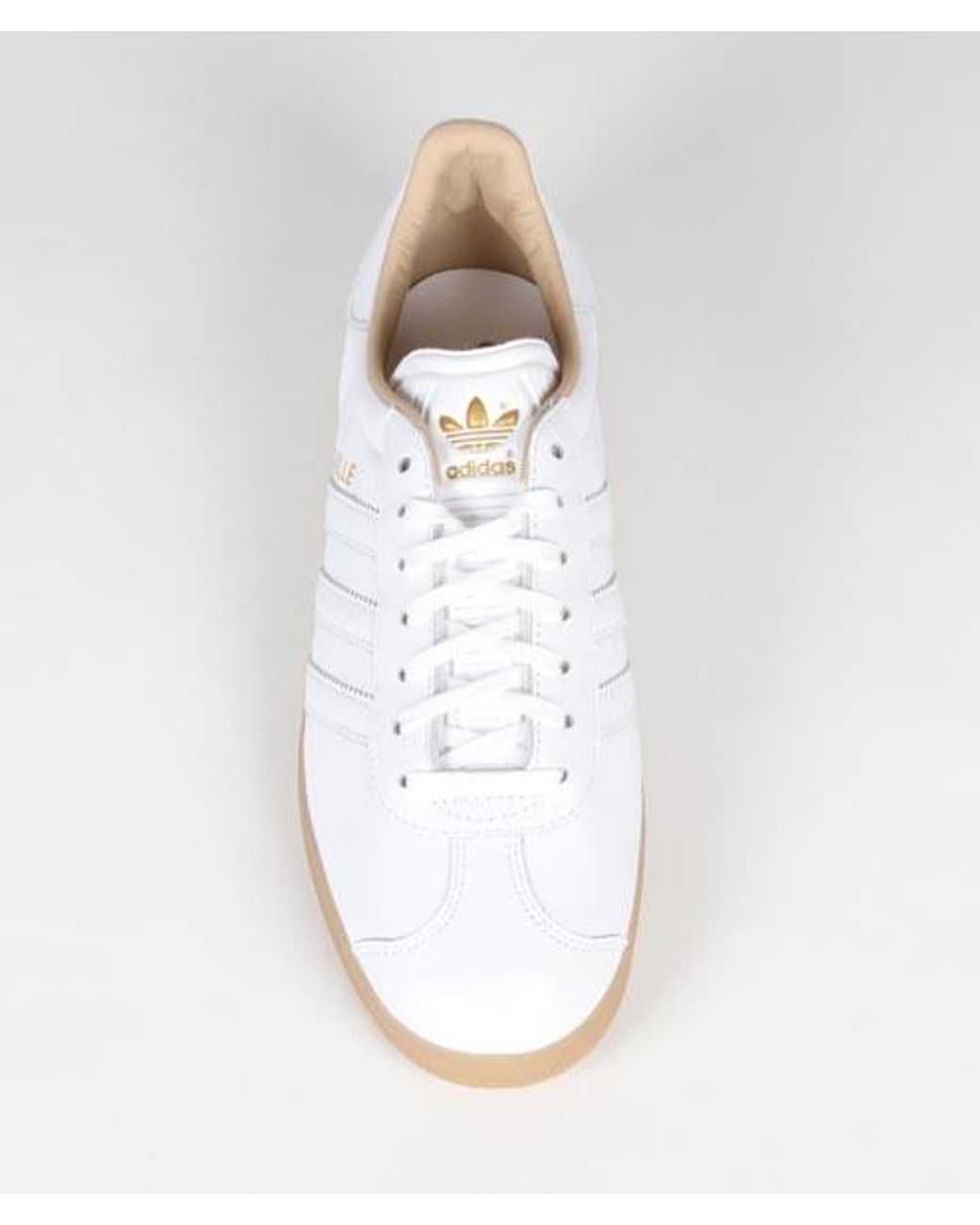 adidas White Gum Gold Leather Originals Gazelle Shoes for Men | Lyst