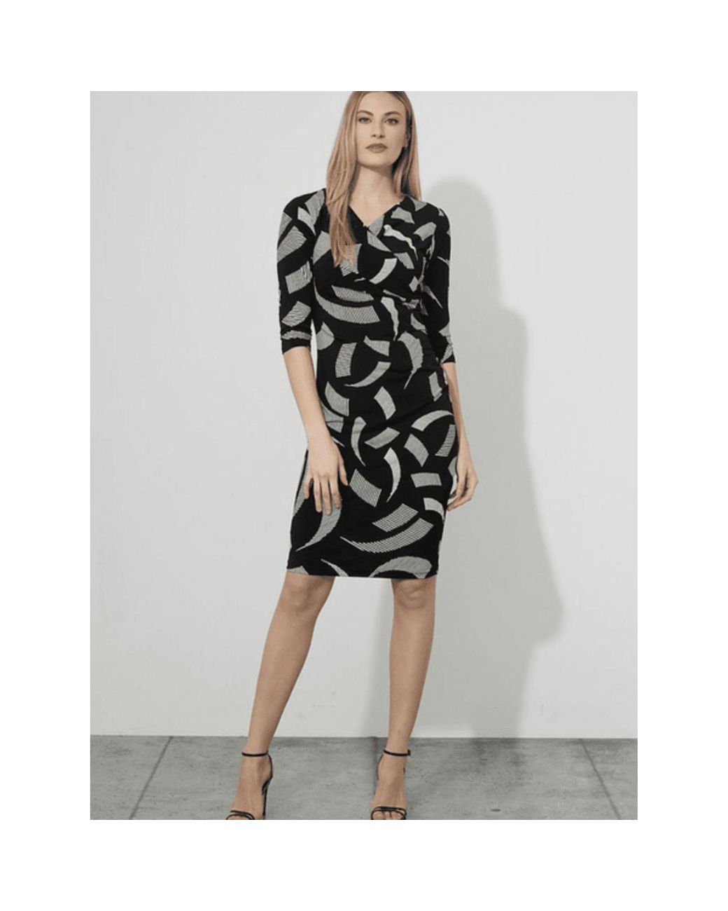 Joseph Ribkoff T Abstract Wrap Dress 223233 110 in Black | Lyst