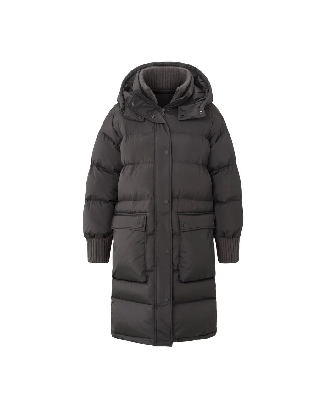 Manteau matelass long avec d tails en tricot Yaya en coloris Noir
