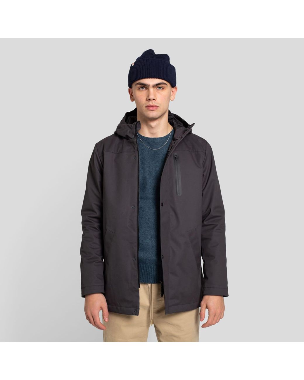 Rvlt Black Grey Outdoor Parka for men