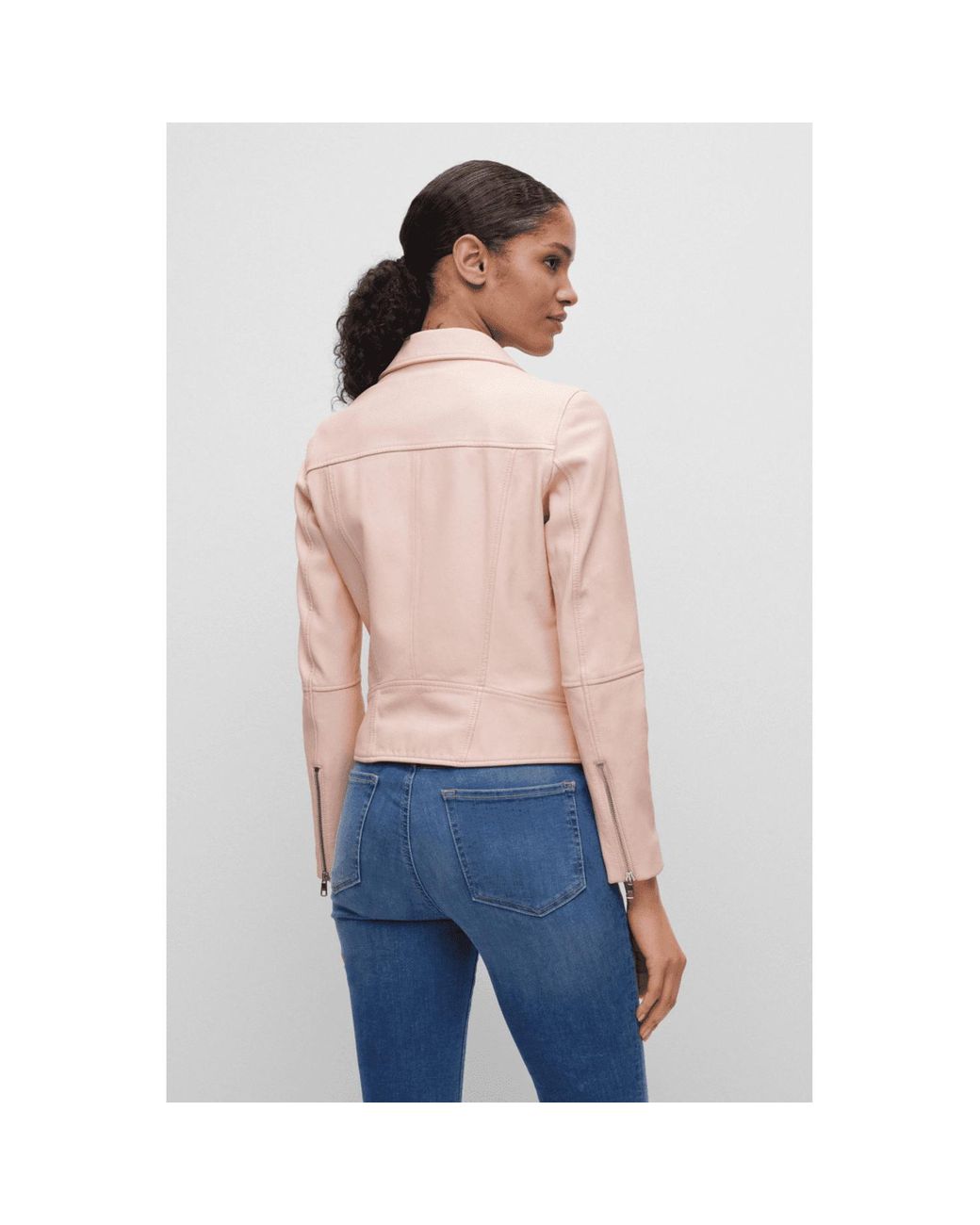 Hugo boss leather jacket women's sale Clearance