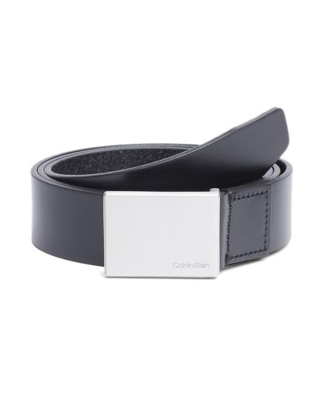 Calvin Klein Leather Plaque Belt in Black for Men Lyst