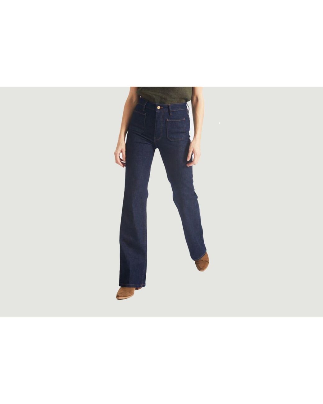 Reiko Piper Raw Flare Jeans in Blue | Lyst