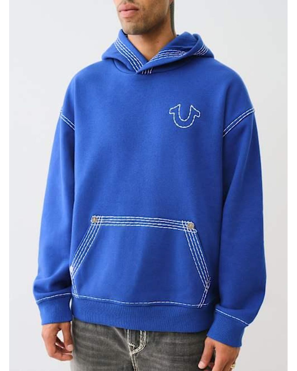 TRUE RELIGION Super Qt Buddha Hoodie in Blue for Men | Lyst
