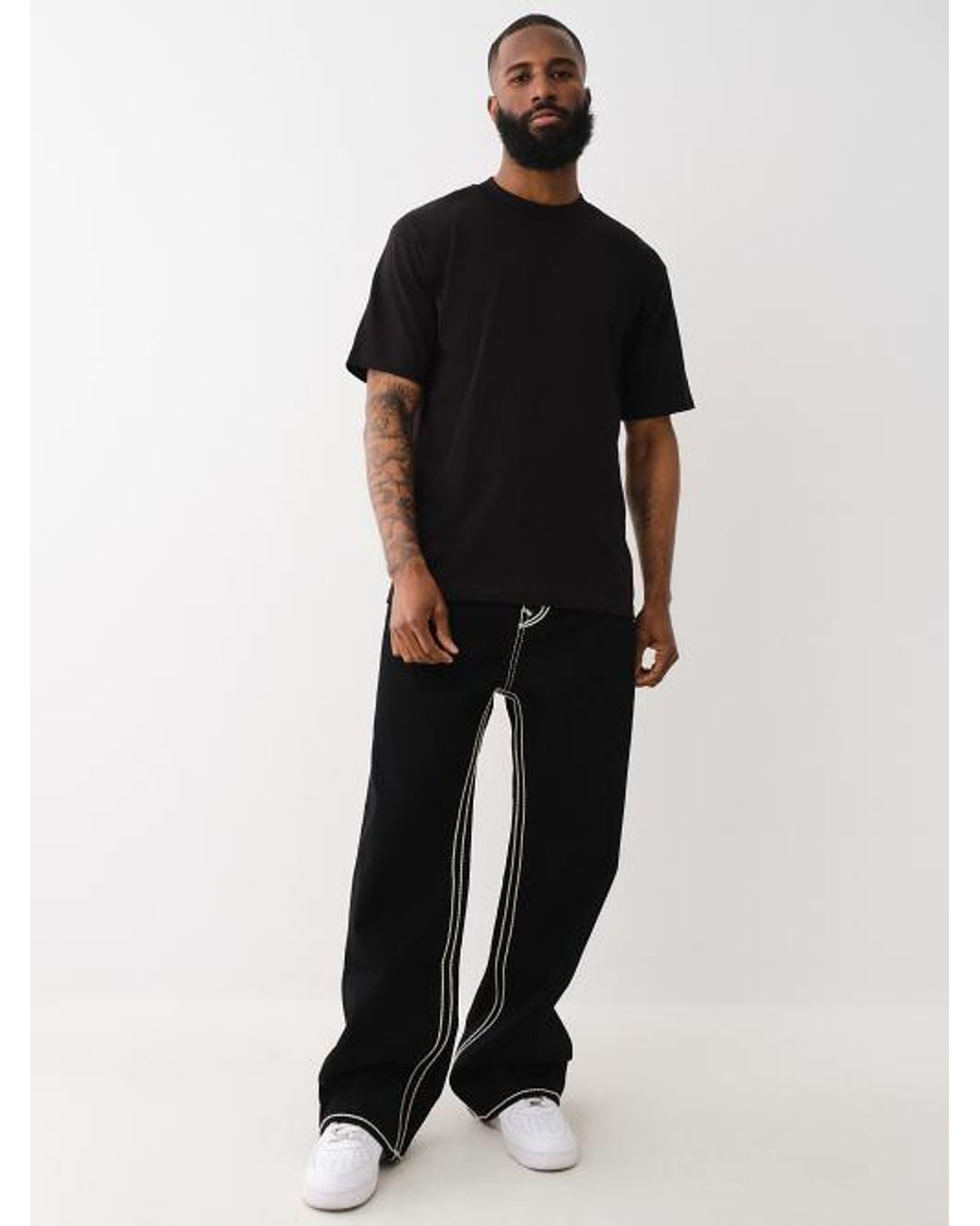 True Religion Vinny Rope Stitch Ultra Baggy Jean in Black