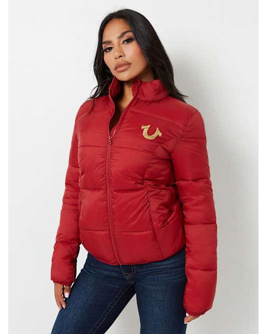 Red true religion puffer jacket deals