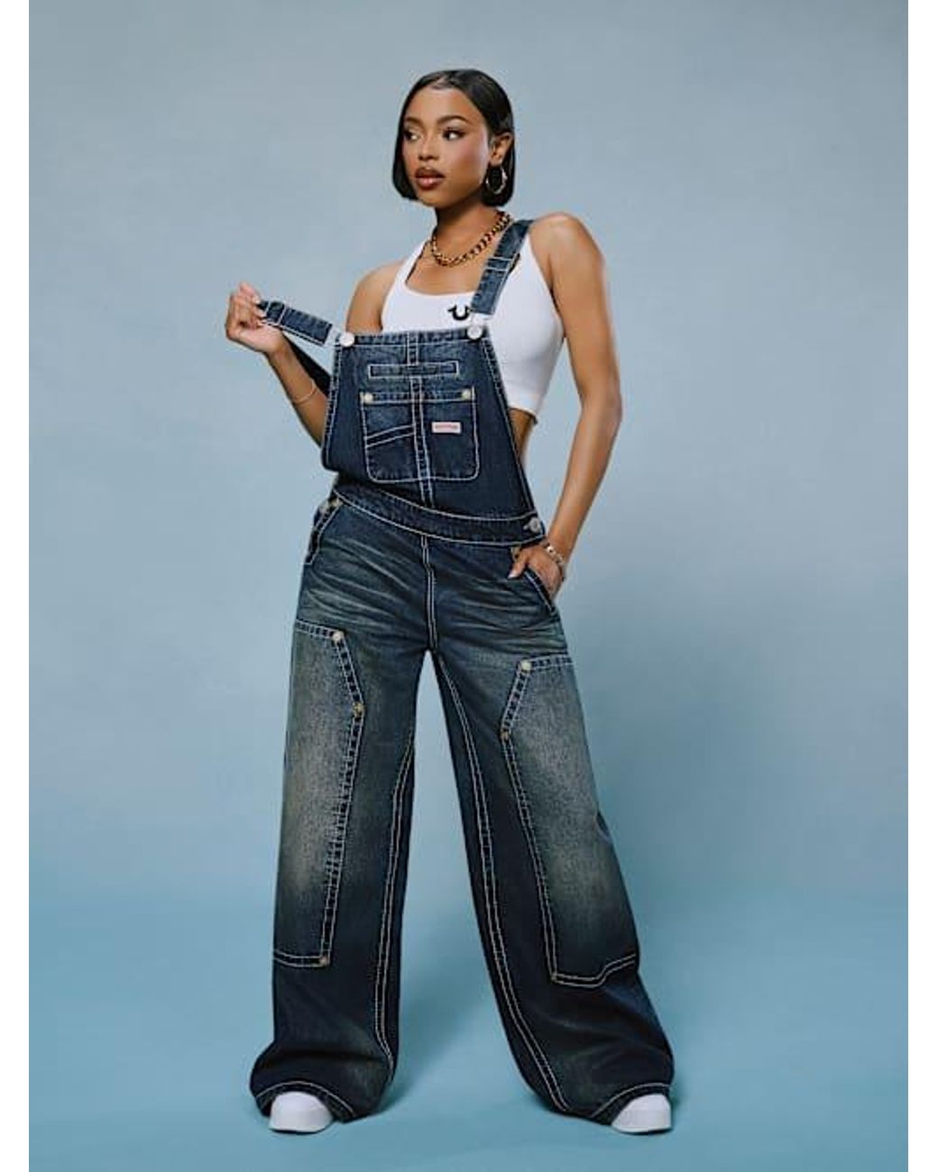 TRUE RELIGION Jessie Big T Oversized Overall in Blue | Lyst