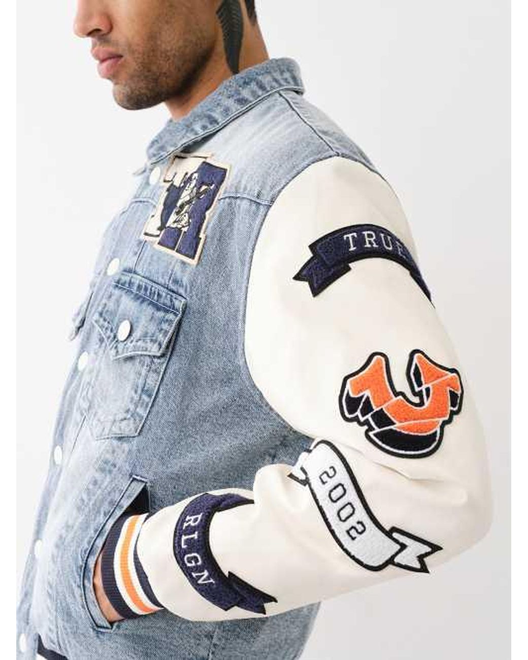True Religion Jimmy Denim Varsity Jacket in Gray for Men | Lyst True Religion Jimmy Denim Varsity Jacket in Gray for Men | Lyst