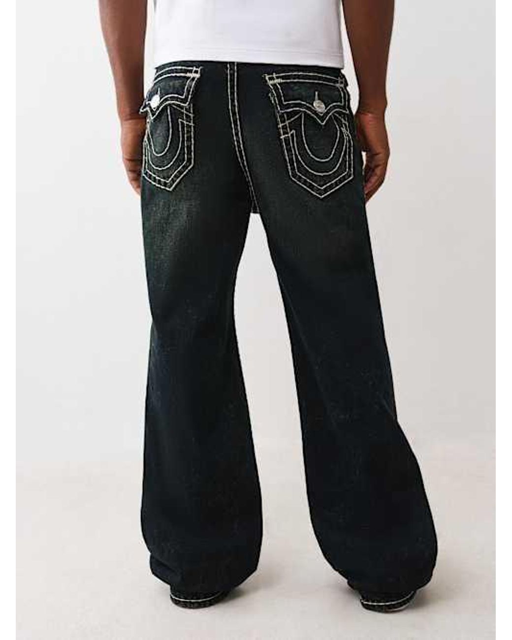 TRUE RELIGION Super T Exaggerated Flare Jean in Black for Men | Lyst