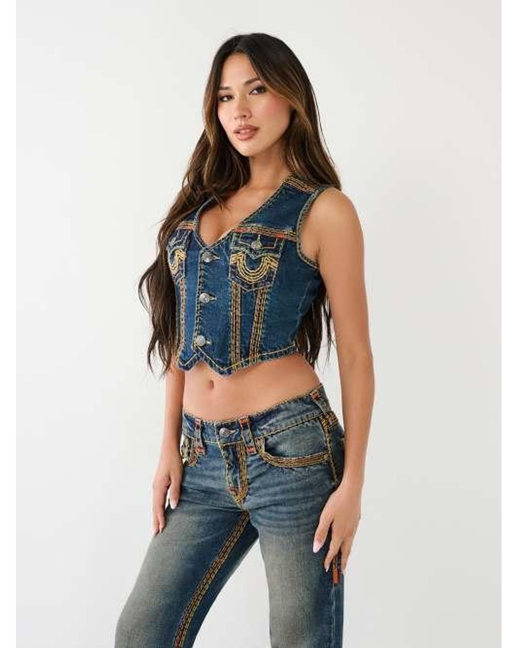 True religion top jean vest