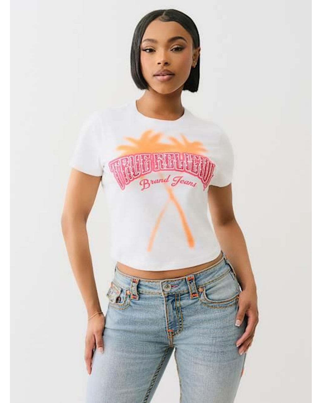 関税込み♪【TRUE RELIGION】PALM TREE ロゴ ★ Tシャツ True Religion Men's Ss Palm Tree Photo Print Tee in Black | eBay