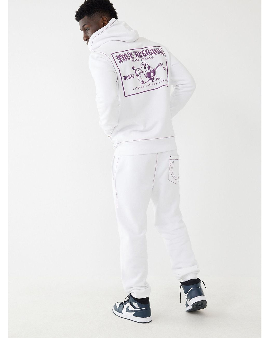 True Religion Cotton Big T Zip Hoodie 
