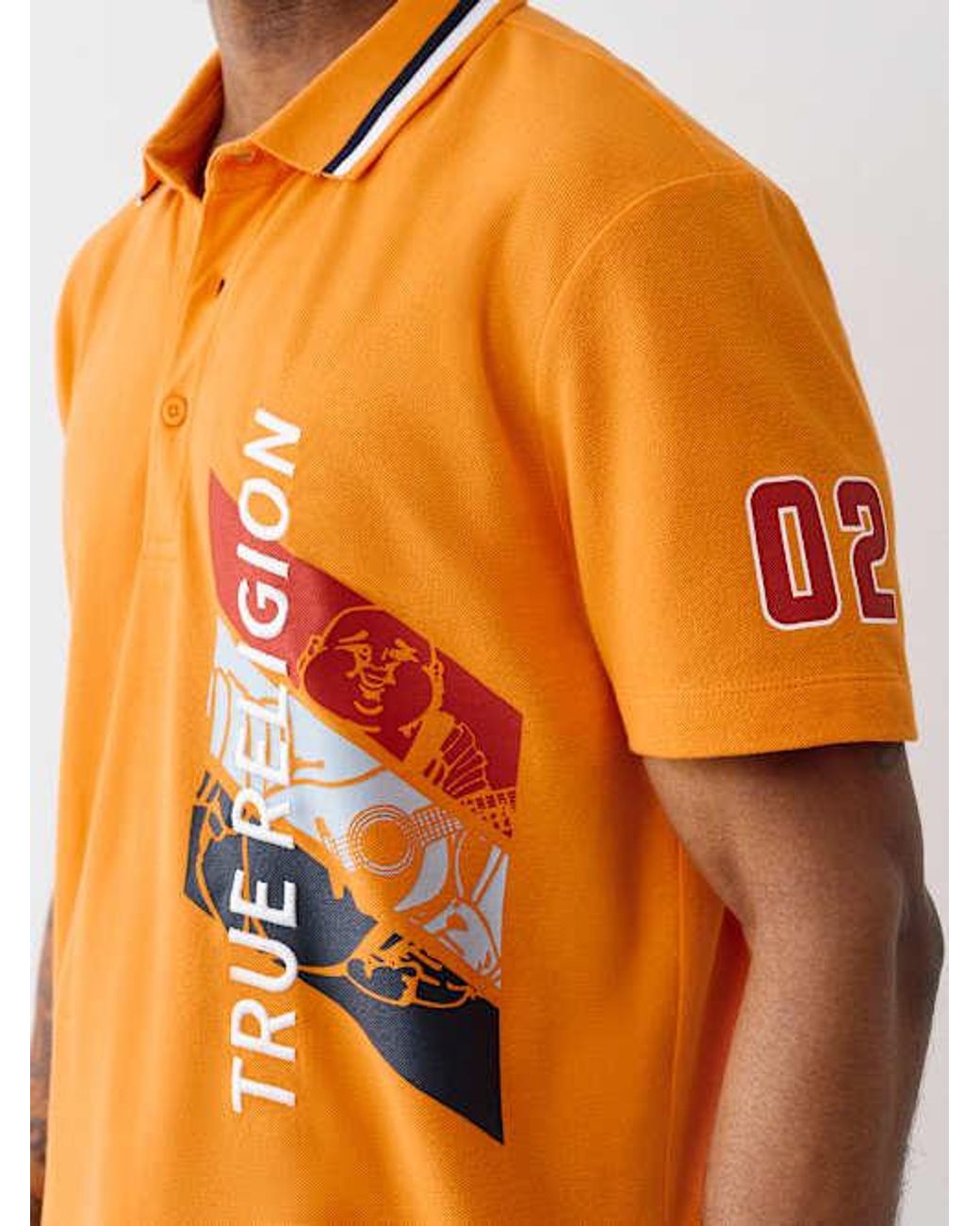TRUE RELIGION Buddha Relaxed Polo Shirt in Orange for Men | Lyst