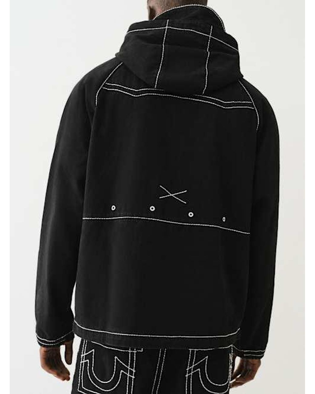パーカー・フーディ True Religion X Fetch Denim Separate Parka Black True Religion Denim Big T Hooded Parka Jacket in Black for